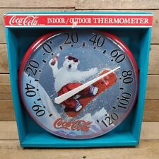 1998 Coca Cola Indoor / Outdoor Snow Boarding Polar Bear Thermometer picture