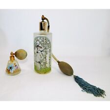Vintage Perfume Bottles Atomizer Pump Sprayers Tassels Victorian Lady As Is picture