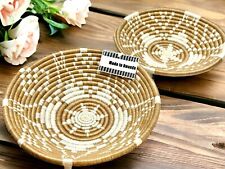 New Set Of 2 African Coiled Sweetgrass Star Baskets Hand Woven 10” picture