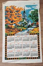 Vintage 1973 Linnen Cloth Calendar Towel Country Scene 28
