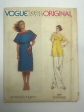 Vogue Paris Original Emanuel Ungaro Dress Top Pants Pattern 1647 Size 12 Uncut picture