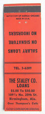The Staley Co. Loans - Birmingham, Alabama 20 Strike Matchbook Cover Matchcover picture