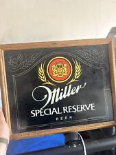 1982 Miller special reserve Light up Glass Wood Beer Sign 21.5 X 17 picture