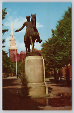 Old North Church Paul Revre Statue Boston Massachusetts Vintage Postcard picture