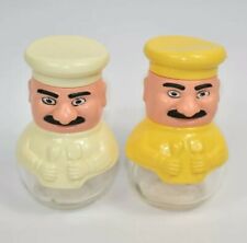 Vintage Salt and Pepper Shakers Solmaz Mercan Chef Glass Novelty  picture