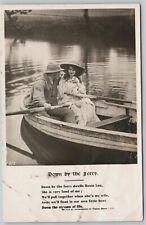 Postcard RPPC 1900s Man Woman Couple Boat Water View Romance Love picture