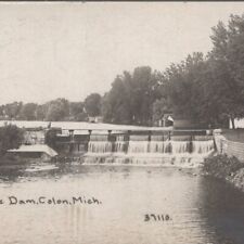 Vintage 1917 RPPC The Dam Colon St Joseph County Michigan Postcard picture