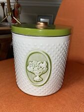 Vintage Weibro Div. JL Clark Metal Canister Chicago USA Green and White 8” Tall picture