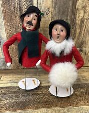 Vintage Byers Choice Christmas Carolers Man & Woman Couple Tops C DESCRIPTION picture