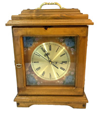 Hand Built And Painted Mantel Clock Quartz  Oak Case, Battery, Works 15