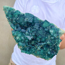 6.3lb NATURAL Green Cube FLUORITE Quartz Crystal Cluster Mineral Specimen picture