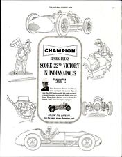 Vintage 1952 Champion Spark Plugs Indianapolis 500 Print Ad d3 picture