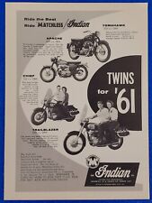 1961 MATCHLESS / INDIAN MOTORCYCLES ORIGINAL PRINT AD APACHE CHIEF TRAILBLAZER picture