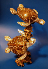 Vintage Swimming Sea Turtles Polystone Figurine 12