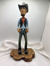 Vtg Western Carved Hand Painted Wooden Cowboy Figure Statue 12