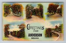 Anderson IN-Indiana, General Greetings, Scenic Roads, Antique, Vintage Postcard picture