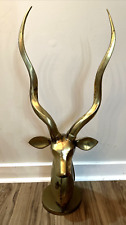 MCM Large Brass Gazelle Antelope Statue Hollywood Regency Midcentury 30