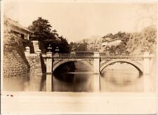 1945 PHOTO - Japan original - Nijubashi bridge at Imperial Palace with message picture