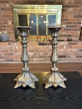 Pair Of Antique Vintage French Baroque Style Candlestick Holders, 12” picture