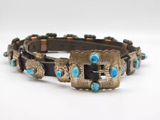NATIVE AMERICAN NAVAJO INDIAN M MC CRAY STERLING SILVER TURQUOISE CONCHO BELT picture