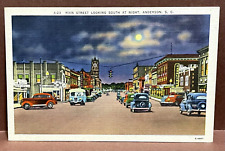 postcard ~ ANDERSON SC ~ MAIN STREET VIEW ~  1940's picture