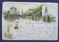 1901 Boston Massachusetts Gruss aus Style Multi View Greeting Postcard picture