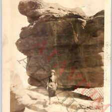 1924 Colorado Springs, CO Balancing Rock Garden of Gods Real Photo Snapshot C52 picture