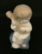Vintage Sweet Young Girl Playing Oval Spinet Sitting on Star Porcelain Figurine picture