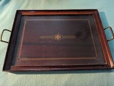 Vintage Royal Rochester Wood Glass Inlaid Design Serving Cocktail Tray picture