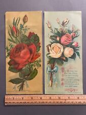 2 GEO STINSON & CO 1881 PORTLAND FLOWER ROYAL ROSE BOUQUET VICTORIAN TRADE CARDS picture