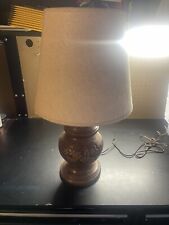 VINTAGE Wood Hand Carved Large Lamp. Beautiful hand carved leaves - Heavy (OV) picture