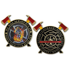 Firefighter Challenge Coin Fire Axe St Florian Cross the Thin Red Line Gift Coin picture