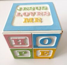 Vintage Jesus Loves Me Music Box Alphabet Baby Nursery Pastel Love Care Hope 90s picture