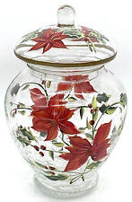 Christmas Holiday Spirit Hand painted Crackle Glass Jardiniere' picture