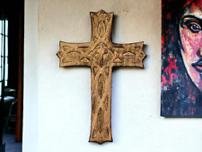 Handmade Crucifix Wall Cross, Antique Holy Catholic Crosses, Jesus Christ Floral picture