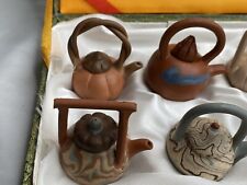 Vintage Miniature Clay Teapots Hand Painted Decorative Gift Set of 8  picture