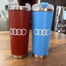 2 Audi Logo Travel Mugs 24oz w/screw tops See Photo. Won At Golf Outing. picture