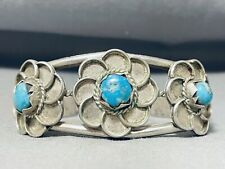 DAISY LOVE VINTAGE NAVAJO TURQUOISE STERLING SILVER BRACELET OLD picture
