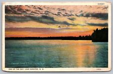 Sunset End Of Day Lake Sunapee NH New Hampshire WB Postcard PM Cancel WOB Note picture
