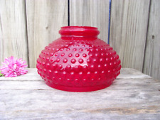 Antique Hobnail RUBY RED Glass Fenton Lamp SHADE Rayo Aladdin tripod 7