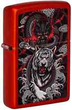 Zippo 48933, Fierce Tiger & Dragon Design, Metallic Red Finish Lighter, NEW picture