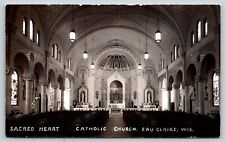 Postcard RPPC Interior View Sacred Heart Catholic Church Eau Claire Wisconsin picture