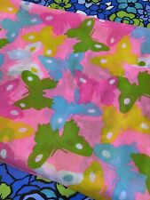 Vintage MOD Retro Psychedelic Butterfly 60s 70s Fabric Panel Pink Green 64”x 44” picture