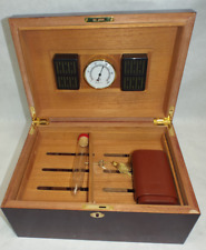 Cigar Box Humidifier w/ Hygrometer & Cedar Wood Case Humidor Cherry Extra Cases picture
