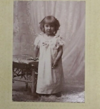 Vintage Cabinet Card CDV 2 Year Old Girl in Gown Standing B&W Photo picture