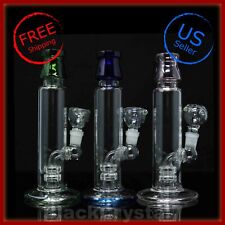 8 in Premium Thick Double Disc Hookah Bubbler Tobacco Smoking Glass Water Pipes picture