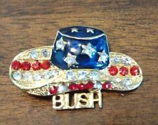 Signed 2002 AD Vintage Bush American Flag Cowboy Hat Pin Election Patriotic 911 picture