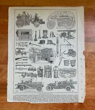 Fire Fighting Equipment circa 1920s - vintage dictionary annotated illustration picture