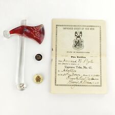 c1916 Improved Order Of Red Men Uppowoc Collection TOTE Pins, Hatchet & By-Laws picture