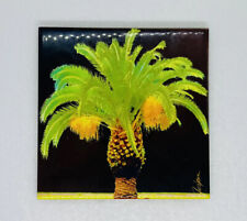 Vintage Jacobson Studio Art Tile Pineapple Palm Tree Ceramic Cork Bottom 3 picture